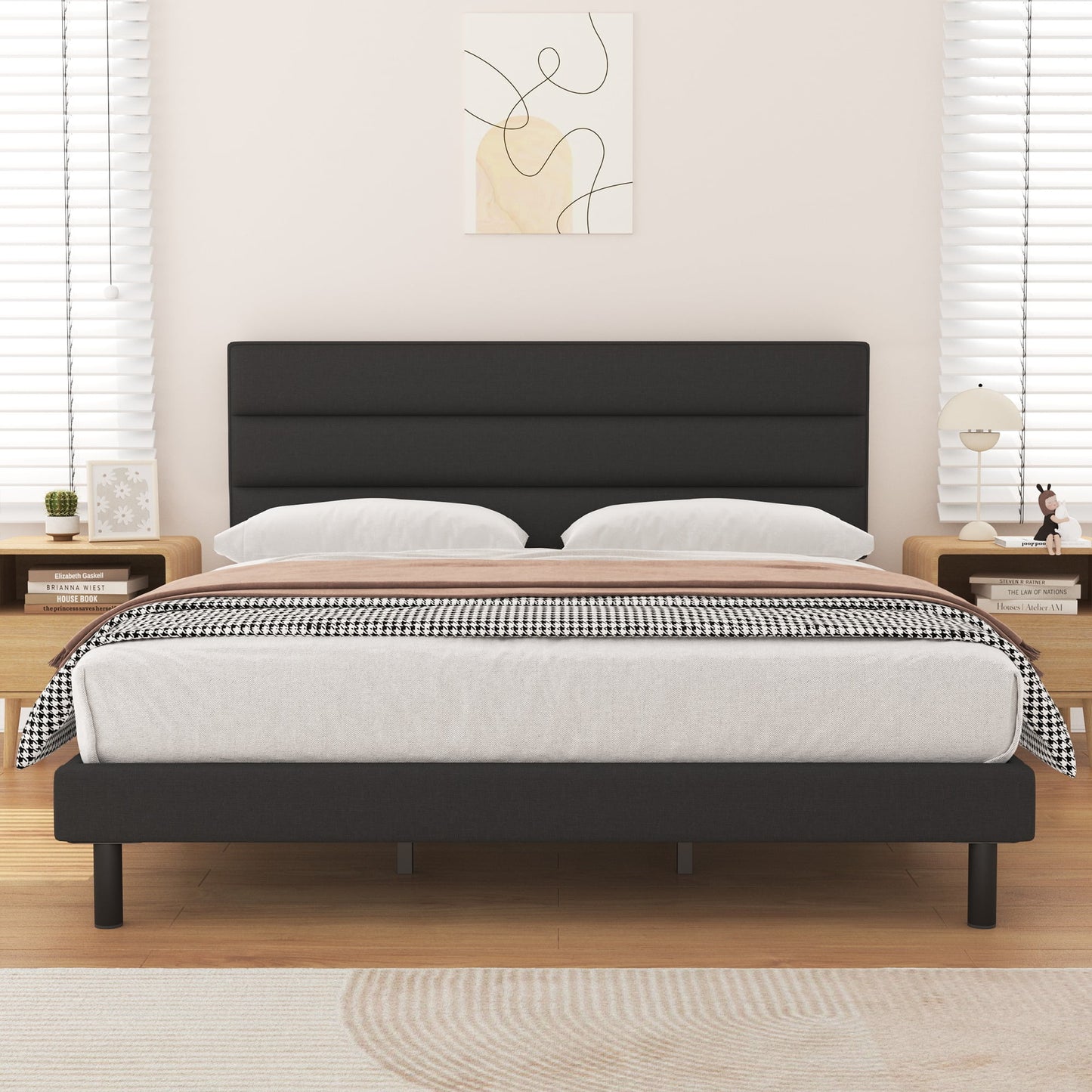 HAIIDE Platform Bed with Upholstered Headboard - 6902