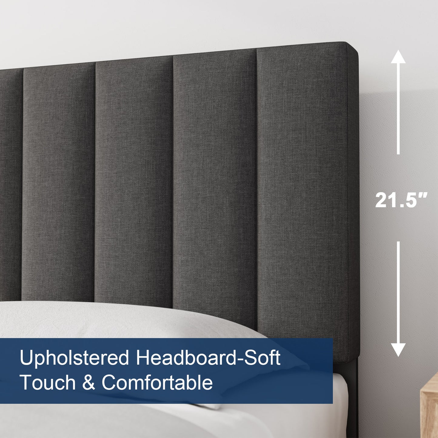 HAIIDE Bed Frame with Fabric Upholstered Headboard - 6903