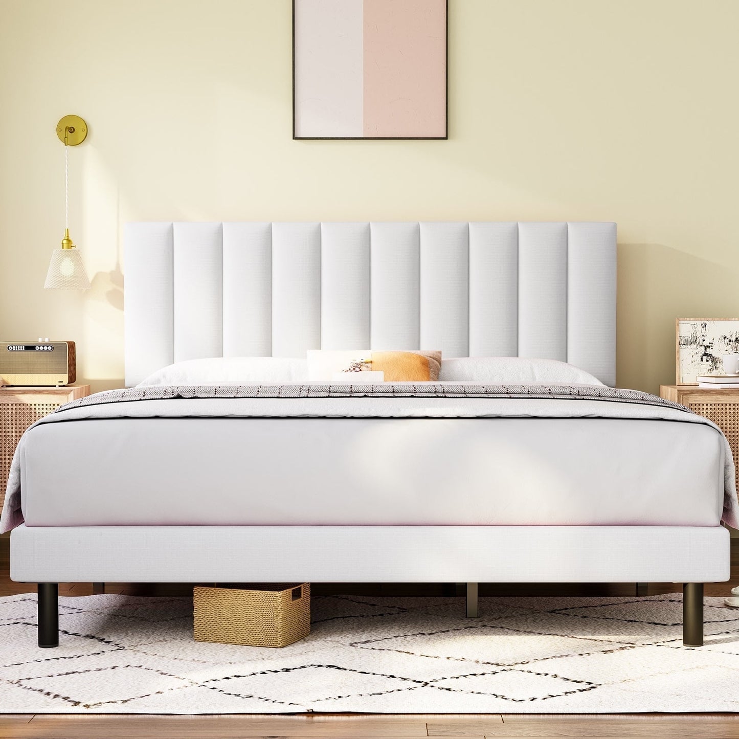 HAIIDE Bed Frame with Fabric Upholstered Headboard - 6903