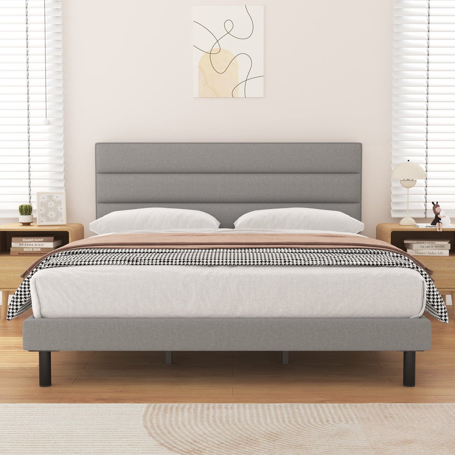 HAIIDE Platform Bed with Upholstered Headboard - 6902