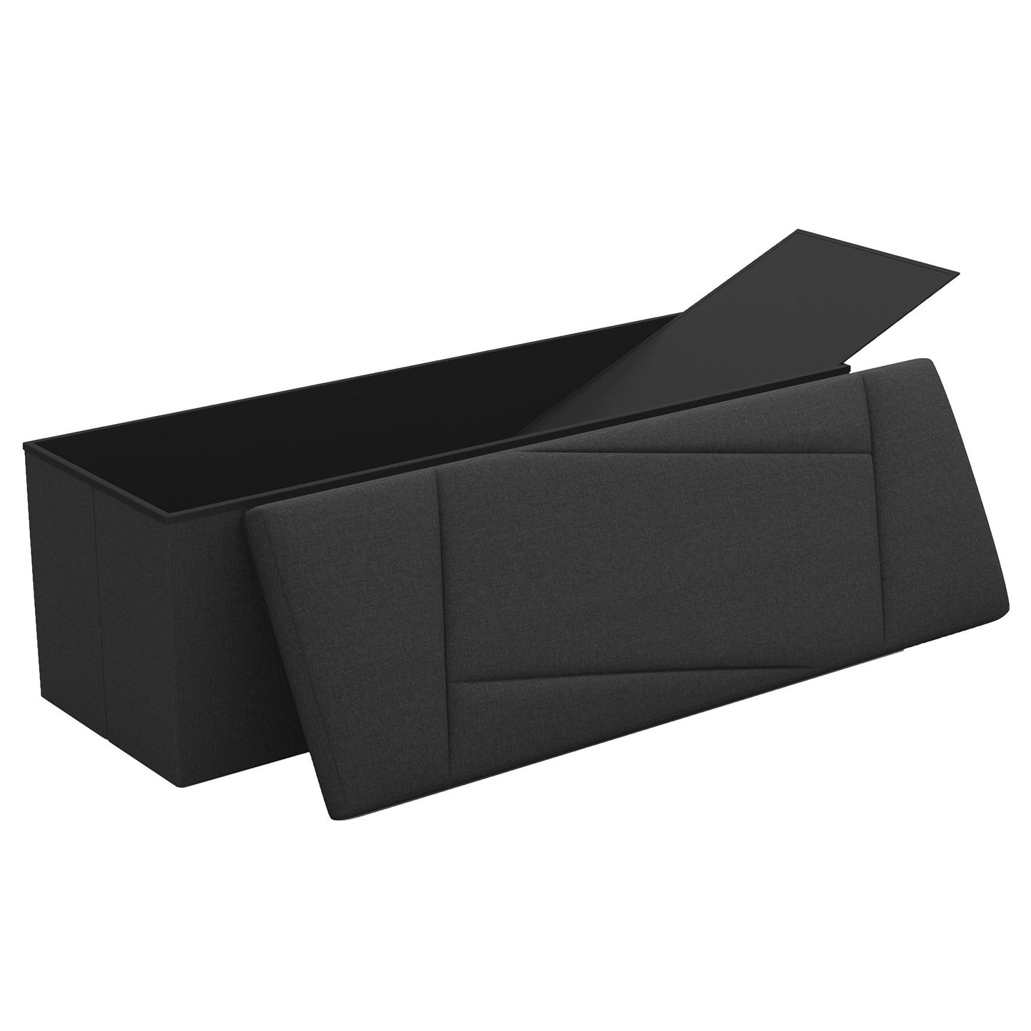 Ottoman with Storage, ZETDIY 43" Linen Ottoman Storage Bench with 660lb Capacity, Black