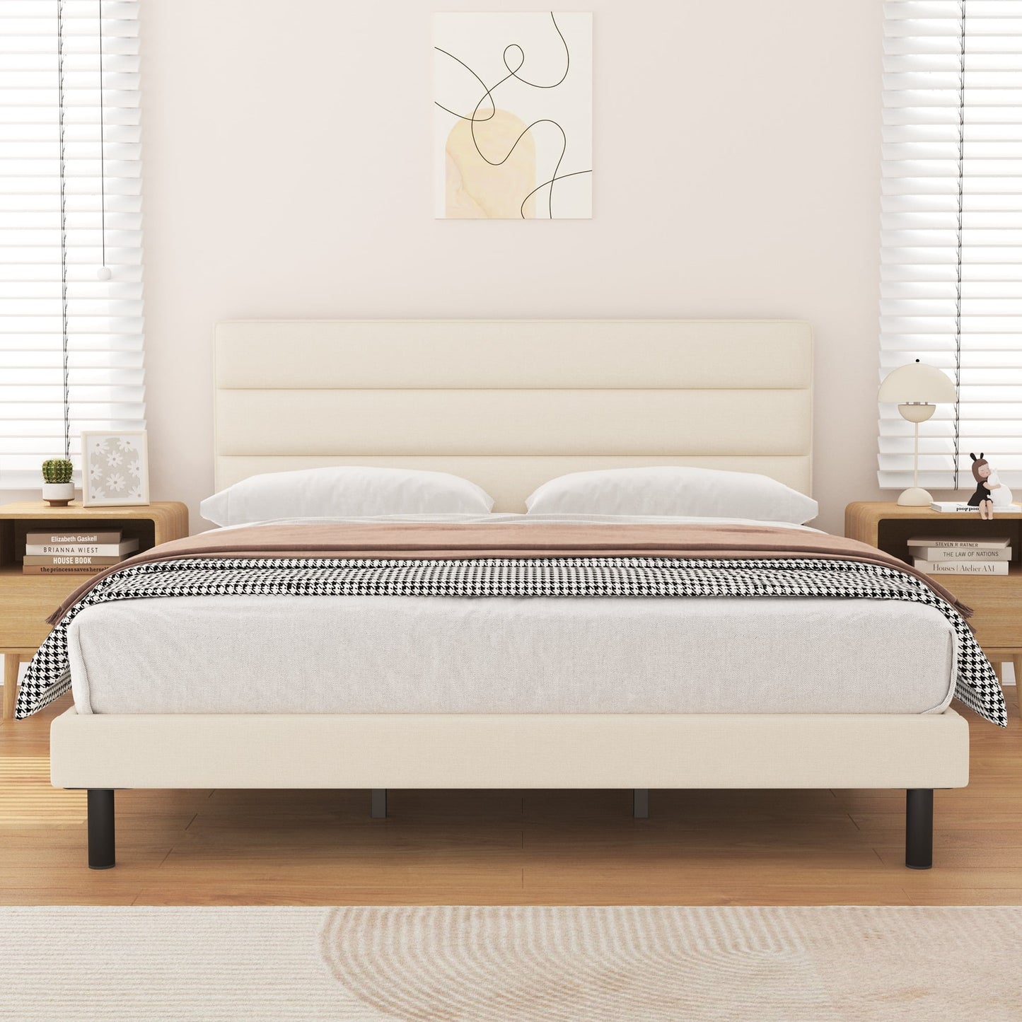 HAIIDE Platform Bed with Upholstered Headboard - 6902