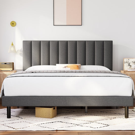HAIIDE Bed Frame with Fabric Upholstered Headboard - 6903