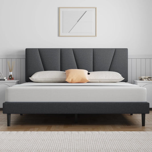 Platform Bed with Wingback Headboard - 6905