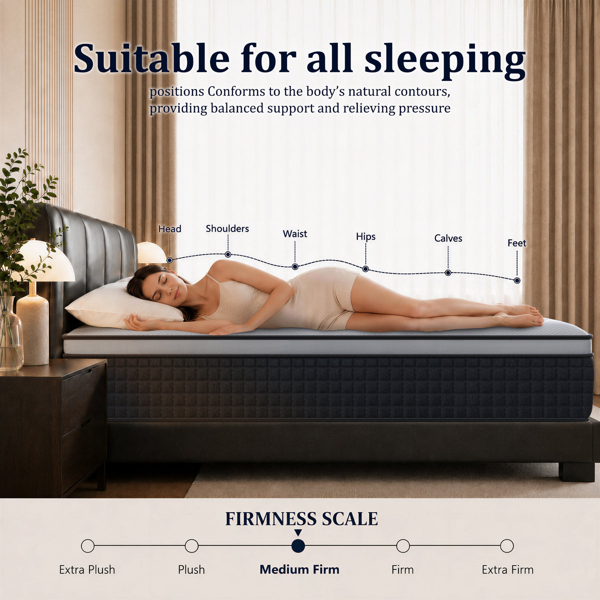 Queen Mattress, Lecuneey 12 Inch Innerspring Hybrid Mattress in a Box with Motion Isolation & Pressure Relief