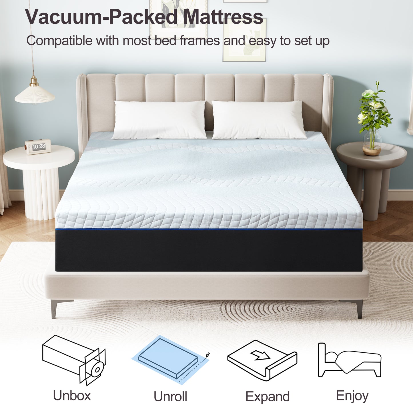 Full Size Mattress, 8" Medium Gel Memory Foam Mattress in a Box，Full Mattress