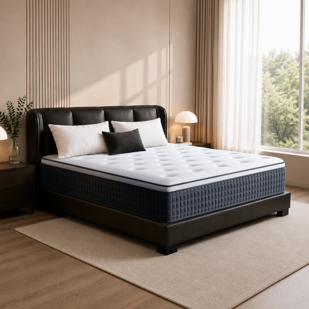 Queen Mattress, Lecuneey 12 Inch Innerspring Hybrid Mattress in a Box with Motion Isolation & Pressure Relief