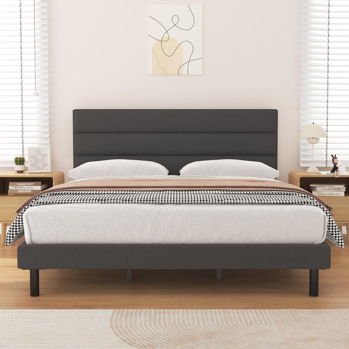 HAIIDE Platform Bed with Upholstered Headboard - 6902