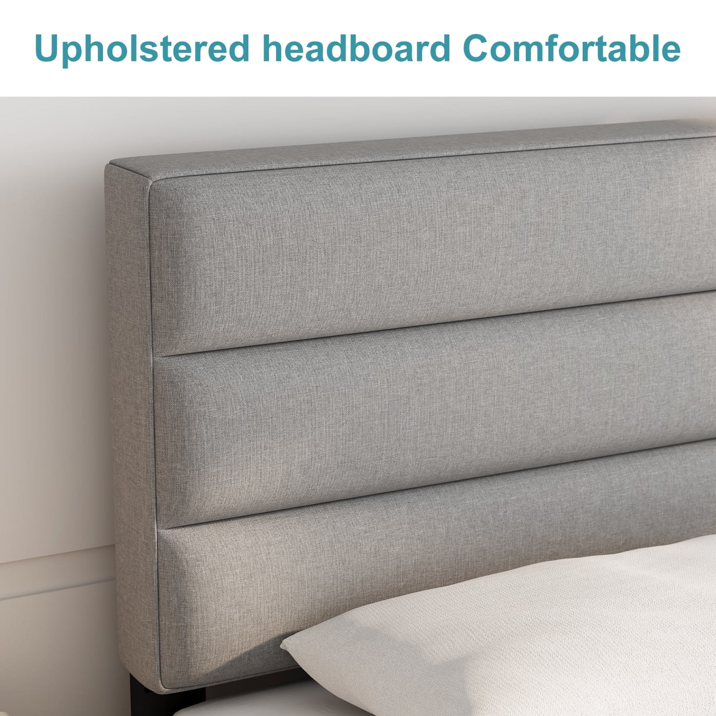 HAIIDE Platform Bed with Upholstered Headboard - 6902