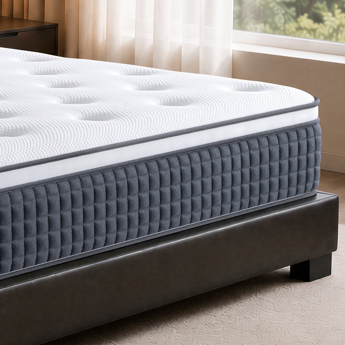 Queen Mattress, Lecuneey 12 Inch Innerspring Hybrid Mattress in a Box with Motion Isolation & Pressure Relief