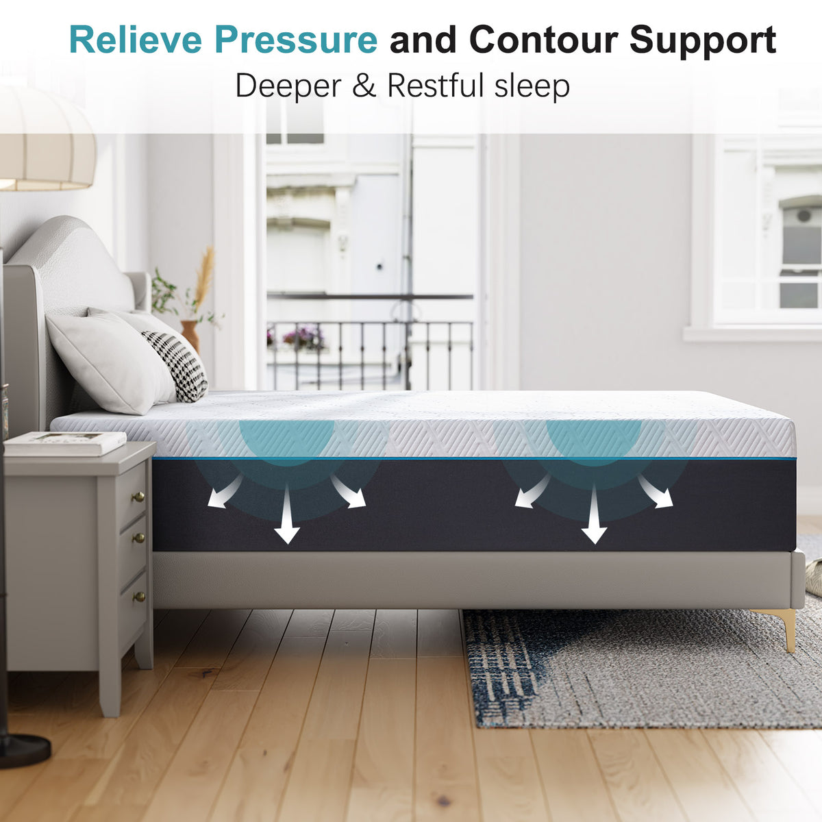 Twin Mattress, 8" Medium Gel Memory Foam Mattress in a Box，Twin Size Mattress