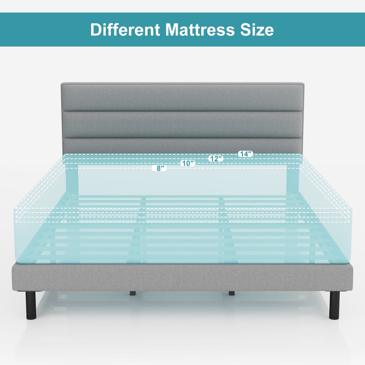 HAIIDE Platform Bed with Upholstered Headboard - 6902