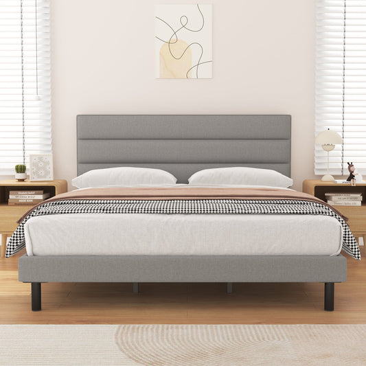 HAIIDE Platform Bed with Upholstered Headboard - 6902