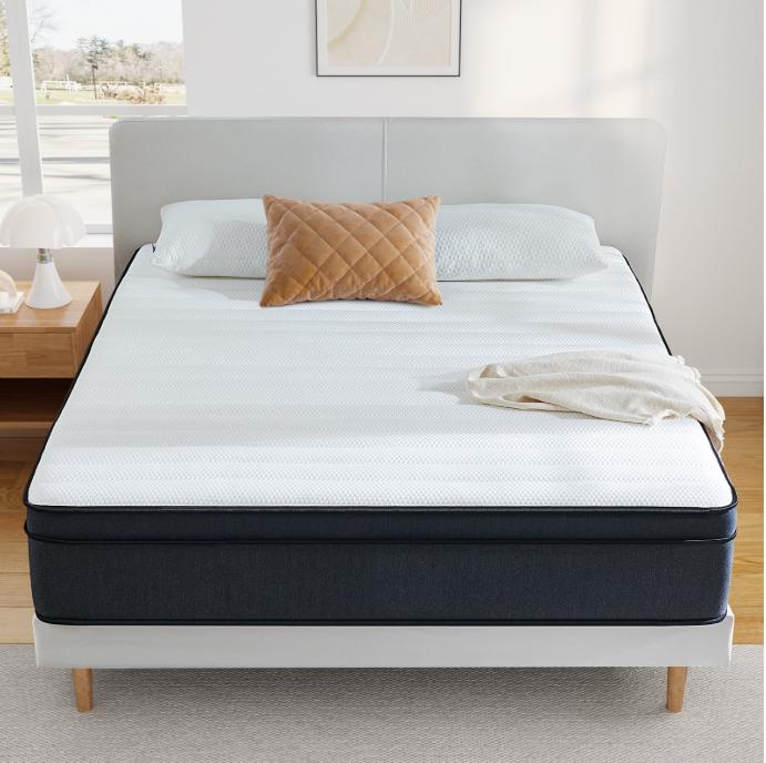 Queen Mattress, JIAVA 12 in Medium Hybrid Innerspring Mattress in a Box, Queen Size Mattress