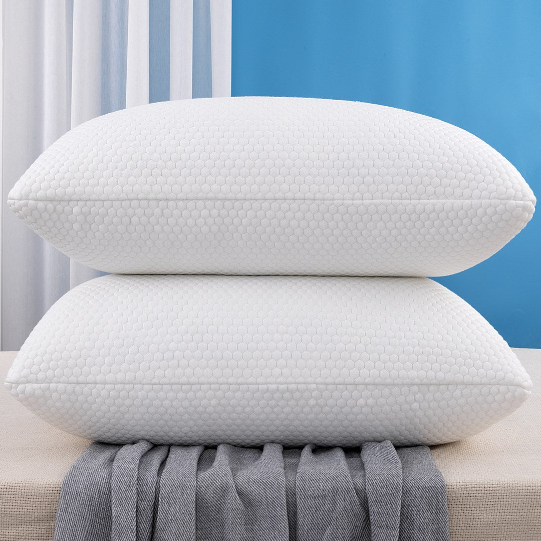 wuleitex QCA Memory Foam Pillows 2 Pack for Back and Side Sleeper