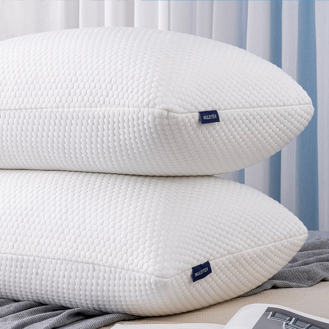 wuleitex QCA Memory Foam Pillows 2 Pack for Back and Side Sleeper
