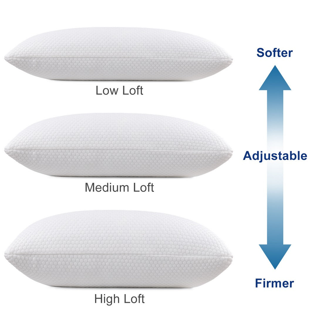 wuleitex QCA Memory Foam Pillows 2 Pack for Back and Side Sleeper