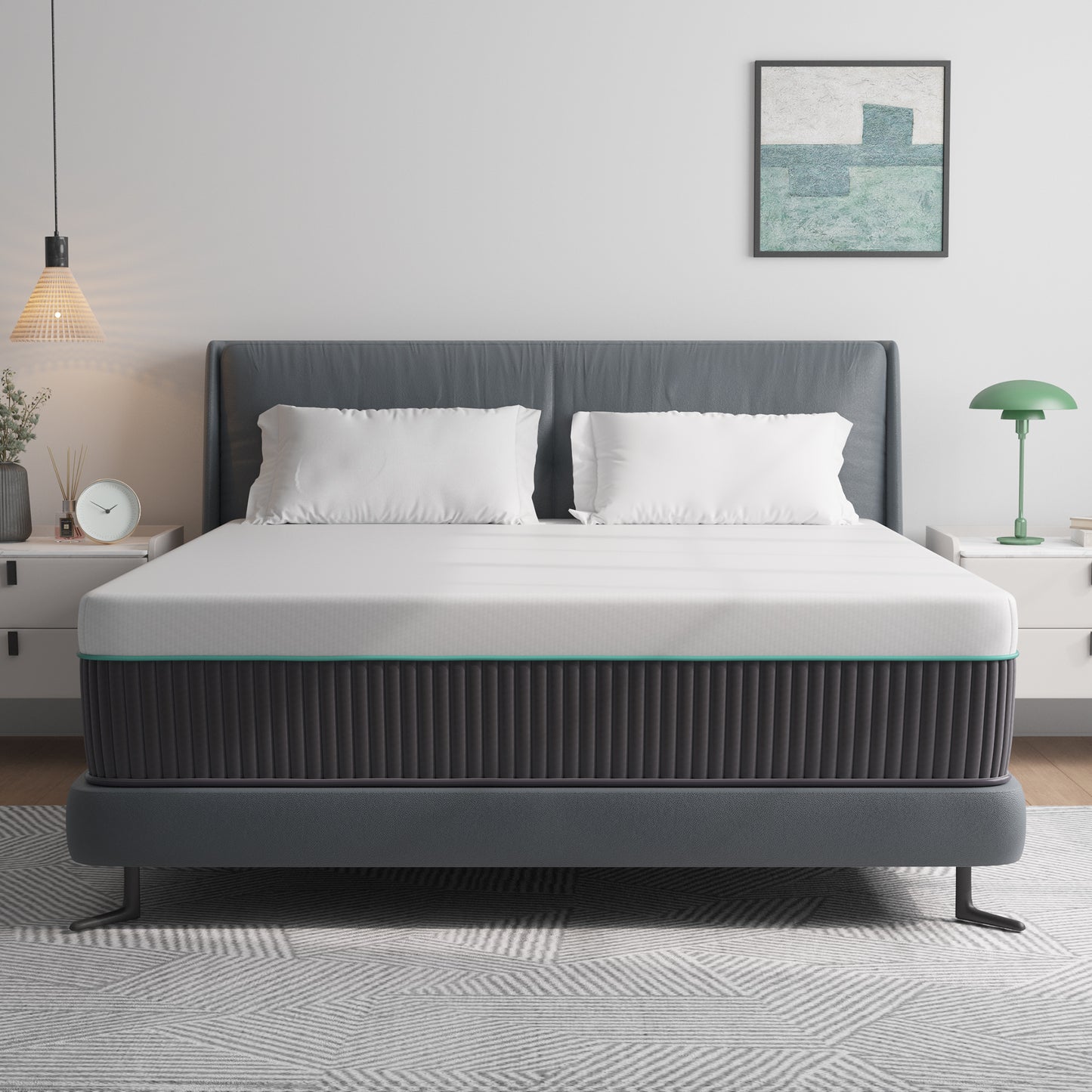 14" King Size Mattress, JIAVA King Size Gel Innerspring Hybrid Mattress in a Box