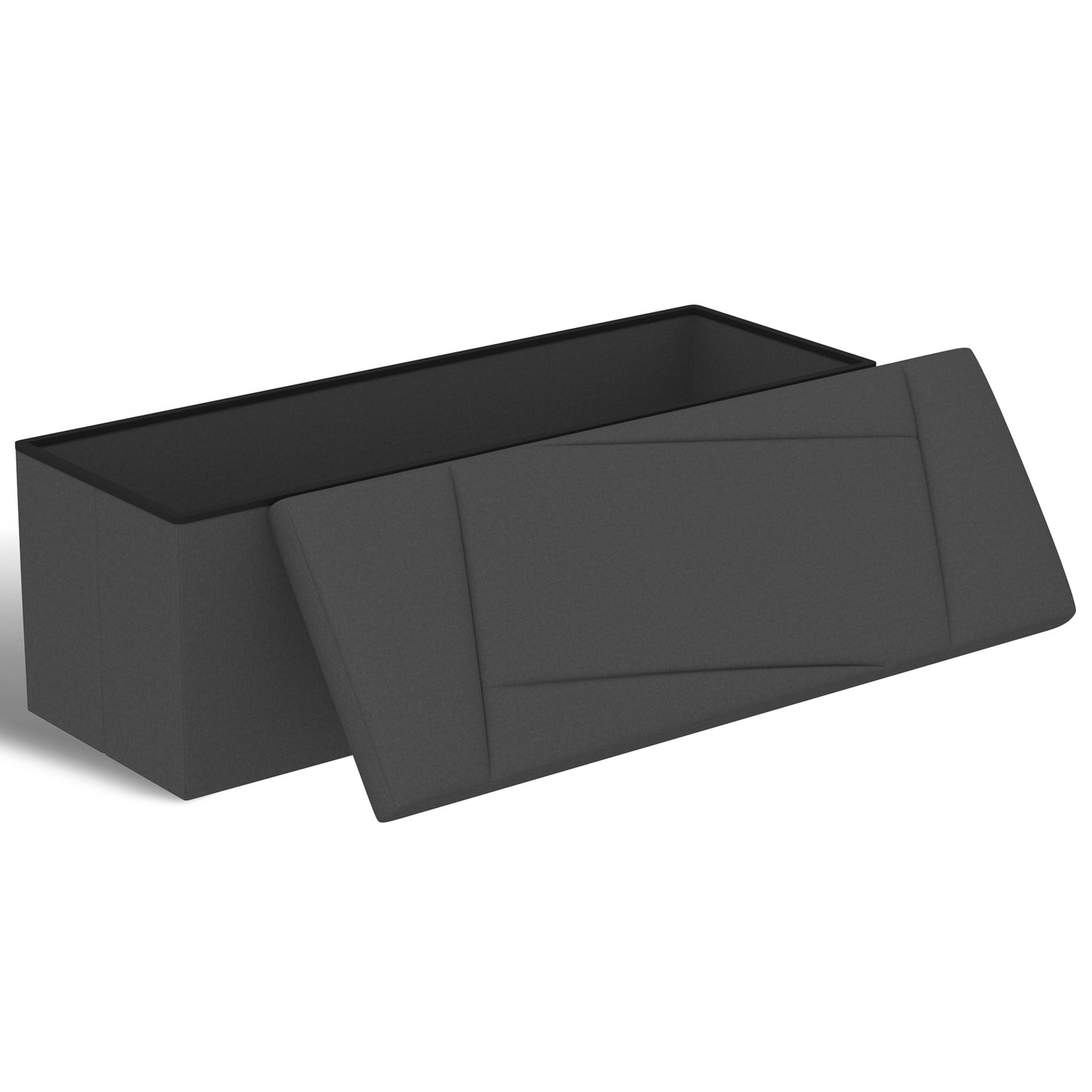 Ottoman with Storage, ZETDIY 43" Linen Ottoman Storage Bench with 660lb Capacity, Black