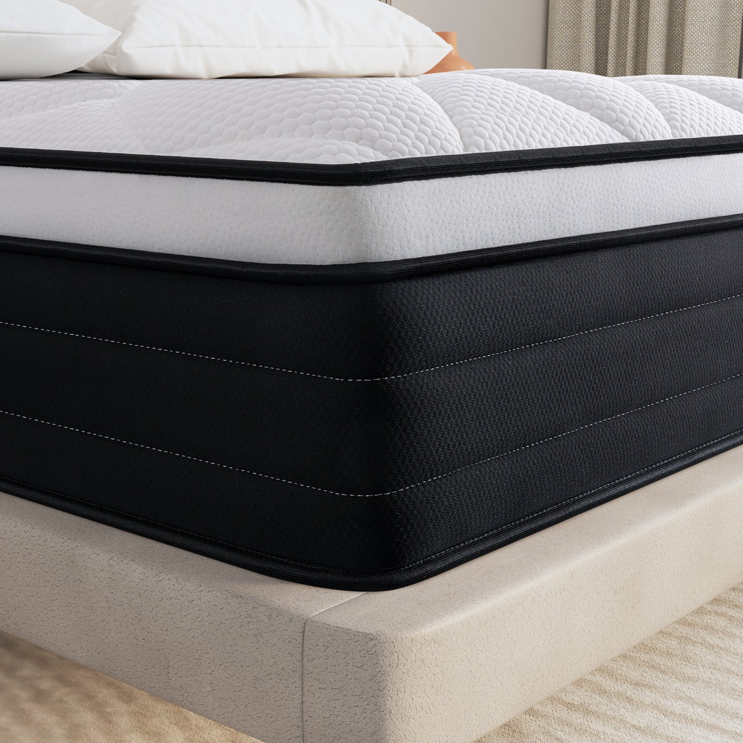 King Size Mattress, JIAVA 12" Plush Hybrid Innerspring and Memory Foam Mattress with Pressure Relief for Adult