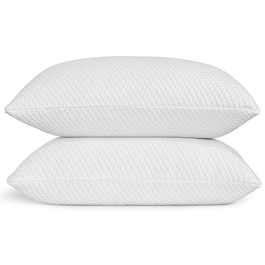 wuleitex QCB Memory Foam Pillows 2 Pack for Back and Side Sleeper