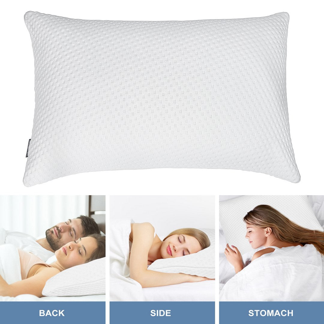 wuleitex QCB Memory Foam Pillows 2 Pack for Back and Side Sleeper