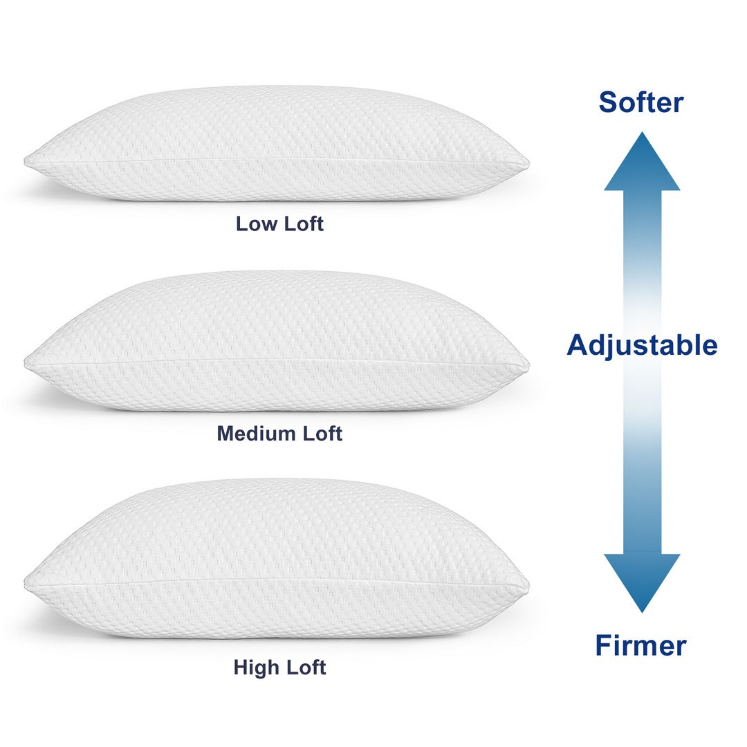 wuleitex QCB Memory Foam Pillows 2 Pack for Back and Side Sleeper
