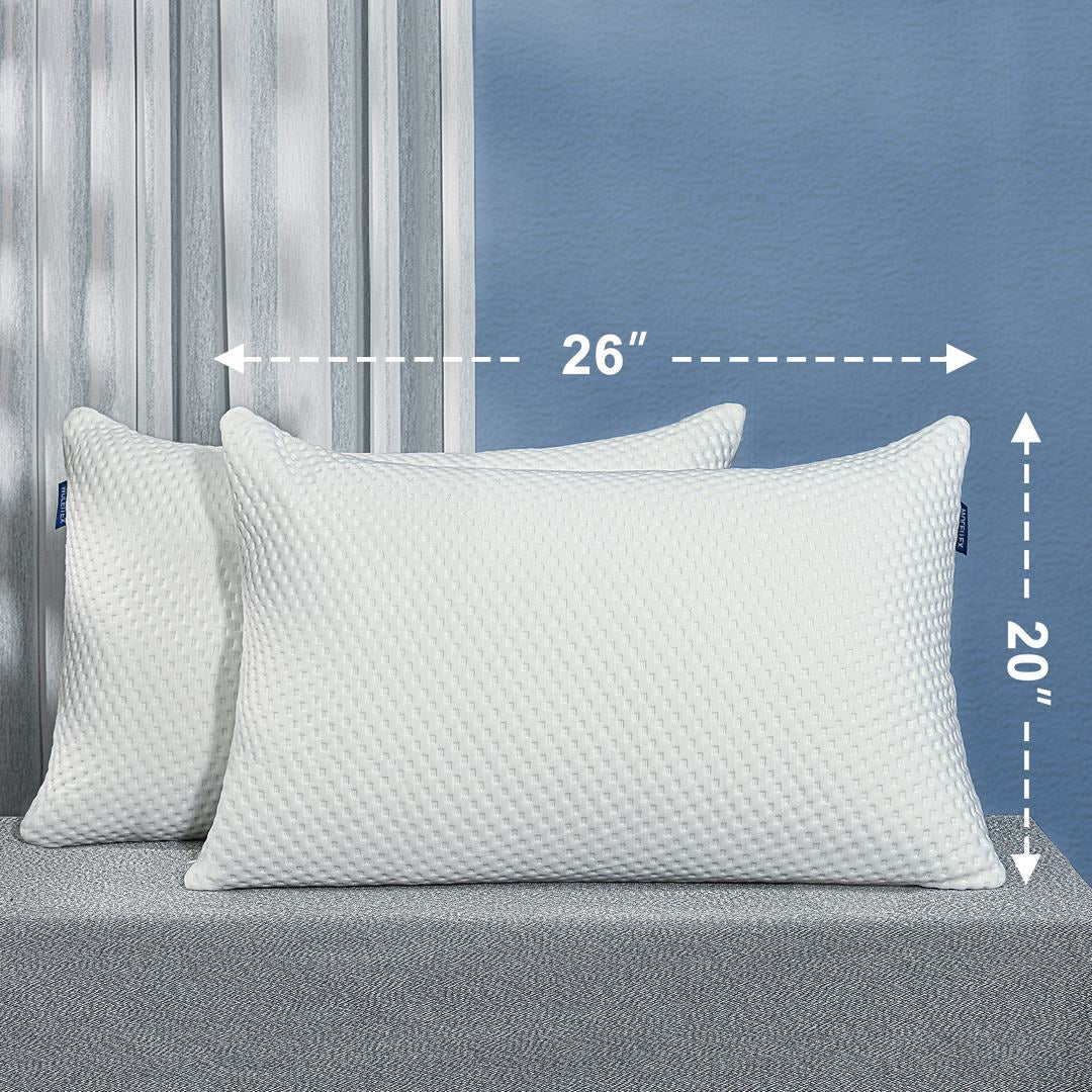 wuleitex QCB Memory Foam Pillows 2 Pack for Back and Side Sleeper