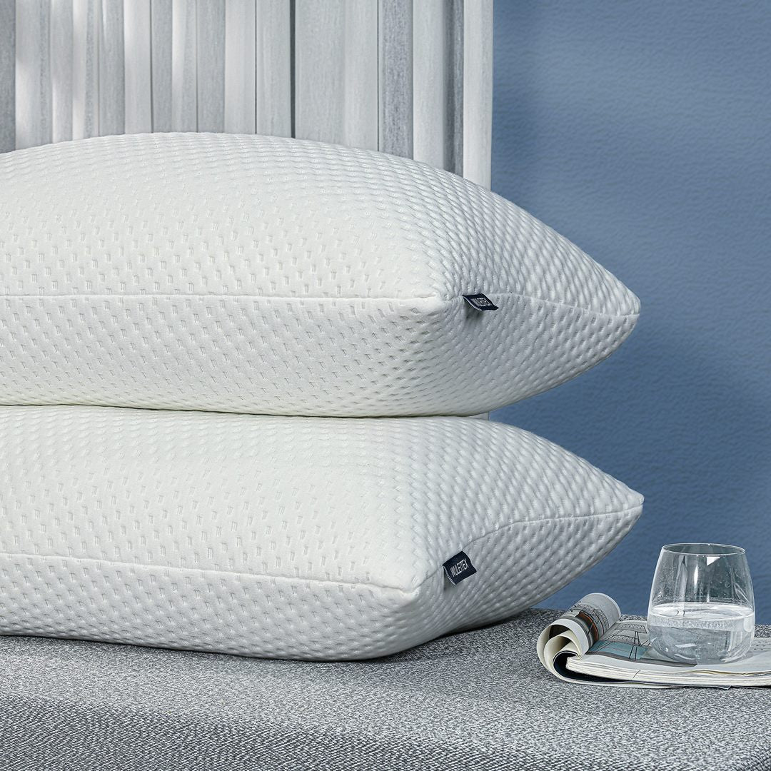 wuleitex QCB Memory Foam Pillows 2 Pack for Back and Side Sleeper